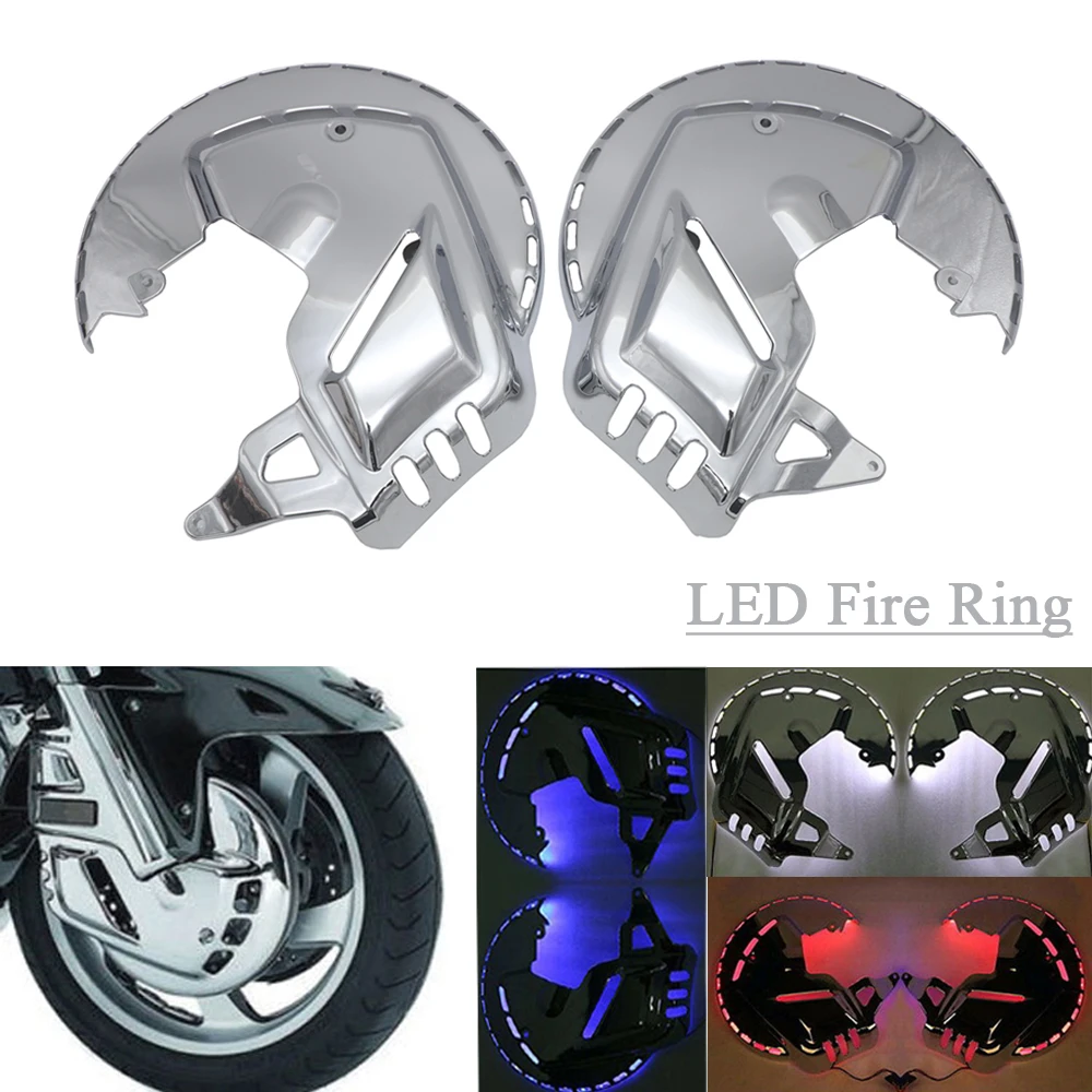 1 Pair Motorcycle Front Brake Rotor Covers LED Ring Of Fire Moto Brake