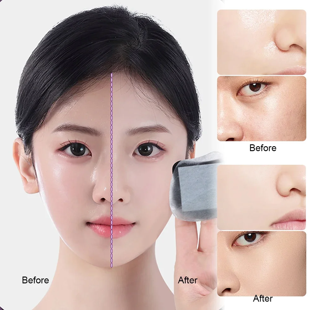 100 Sheets Bamboo Charcoal Face Oil Absorbing Paper With Mirror&puff Protable Face Oil Blotting Paper Matting Wipes