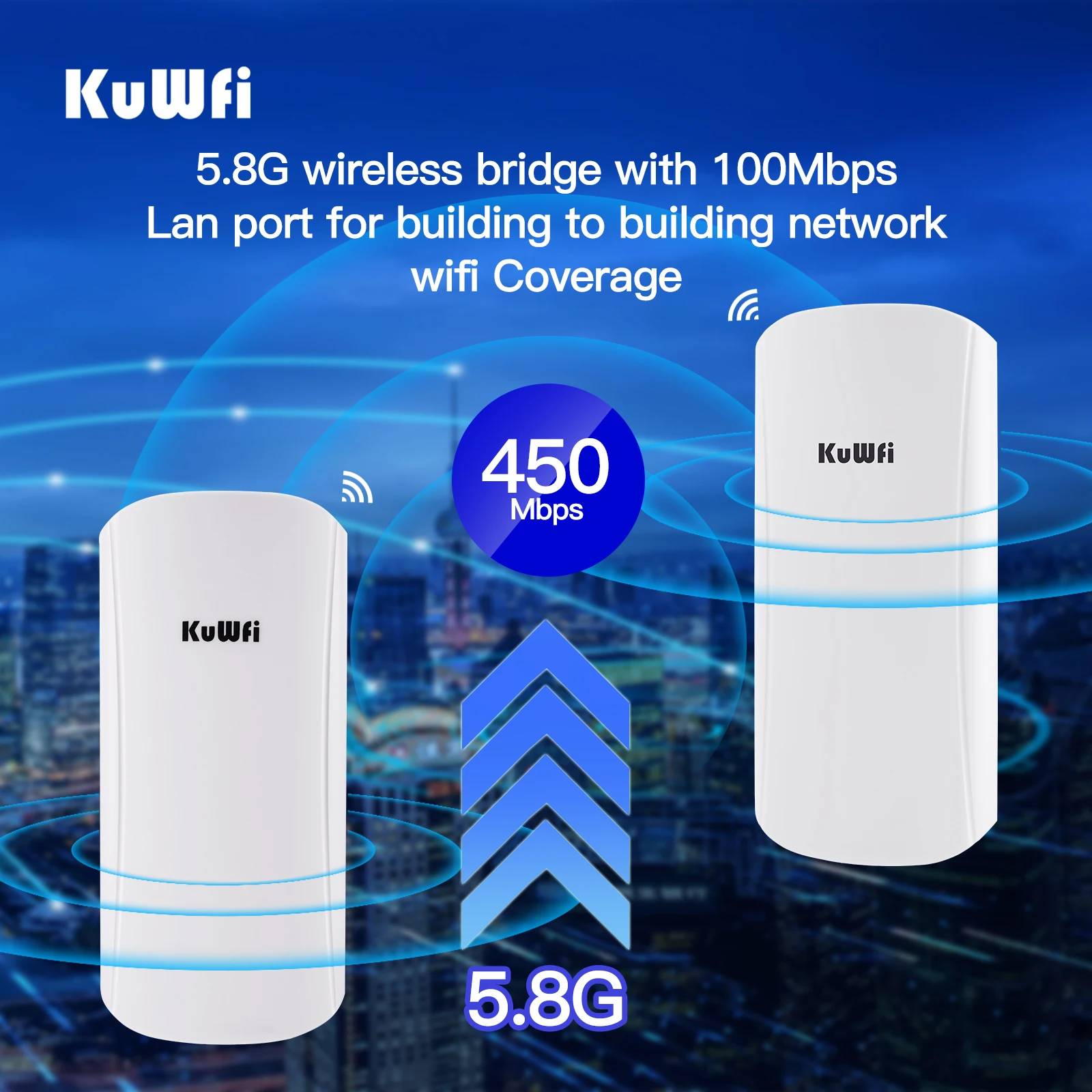 Kuwfi Outdoor Wireless Bridge Roteador Wifi Extensor de Longo Alcance ap Ponto de Acesso Repetidor Wi-fi Adaptador Poe 5ghz 450mbps Cpe - Imagem 6