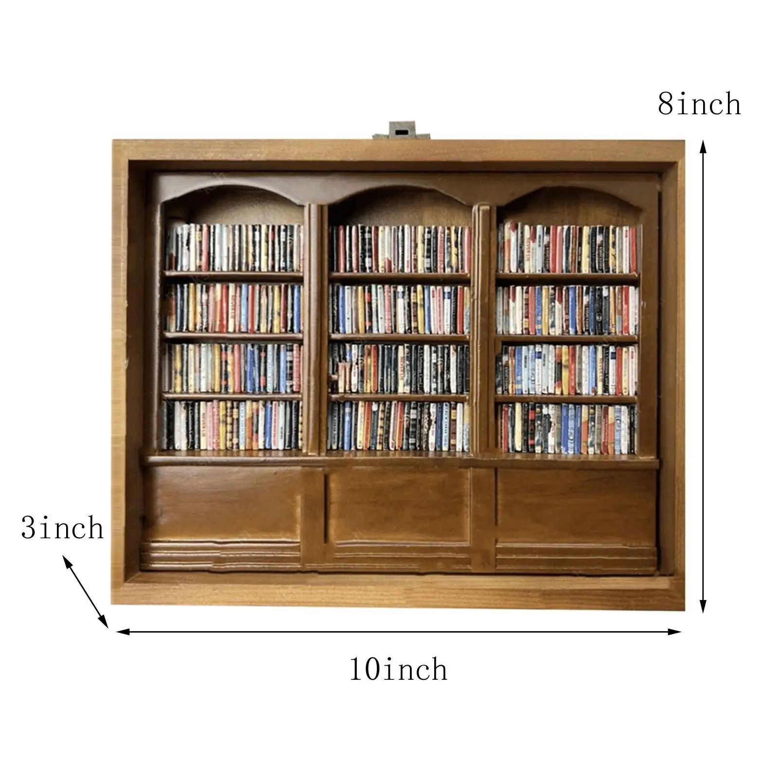 

Mini Wooden Bookshelf with Books Model Miniature Multipurpose Exquisite Workmanship Durable Lifelike Mini Furniture 10x8x3inch