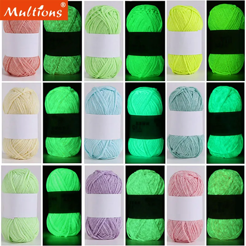 50g/Ball 4mm 80 Meters Knitting Yarn Luminous Fluorescent Glow in Dark for DIY Arts Crafts