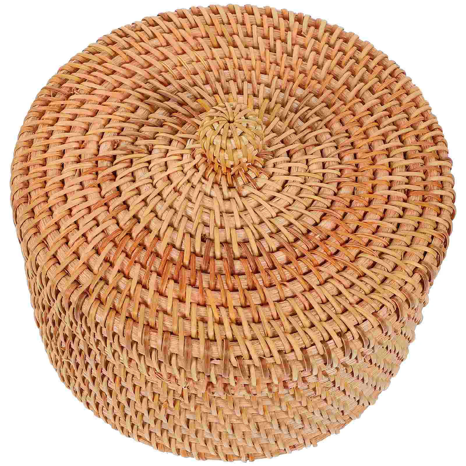 

Small Wicker Basket Lid Round Woven Seagrass Baskets Handmade Rattan Storage Basket Box Boho Straw Fruit Snacks Basket