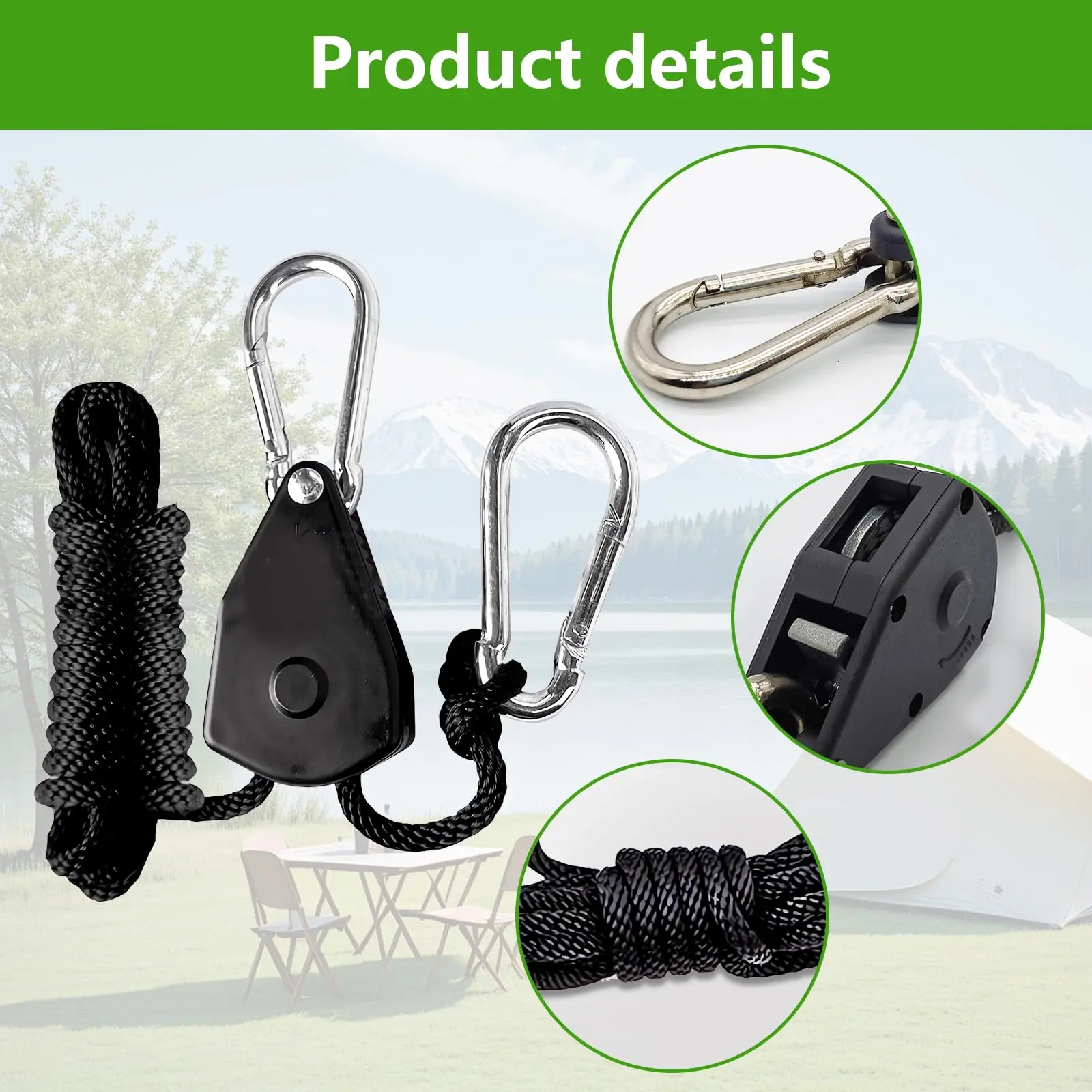 Corde Riflettenti Per Tende Con Puleggia – 6 Pezzi Da 5 Metri, Diametro 4mm, Con Regolatore In Alluminio, Per Campeggio