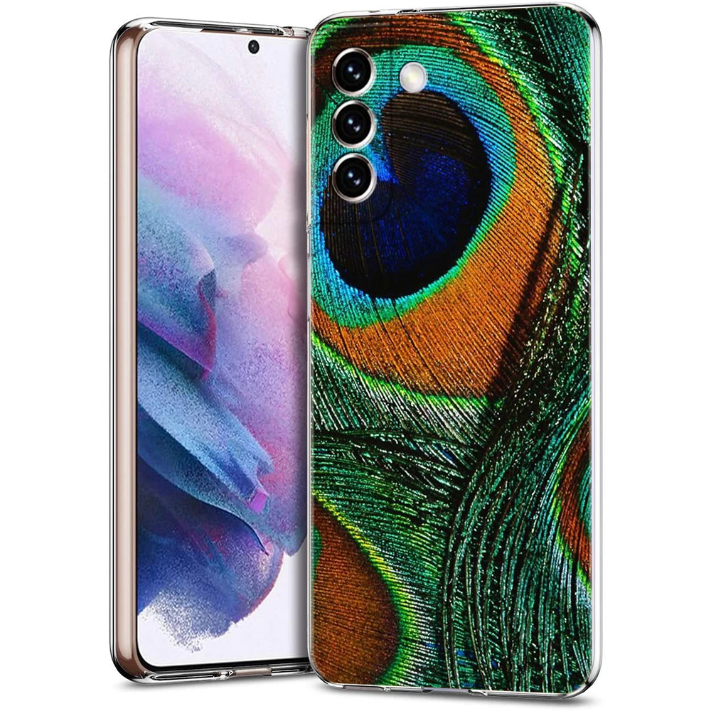 Pfauenfedern Handyhülle für Samsung Galaxy S24 S23 S22 S20 S21 FE Ultra S24 S23 S10 S10E S9 S8 Plus 5G Transparente Hülle Tasche – Detail 8