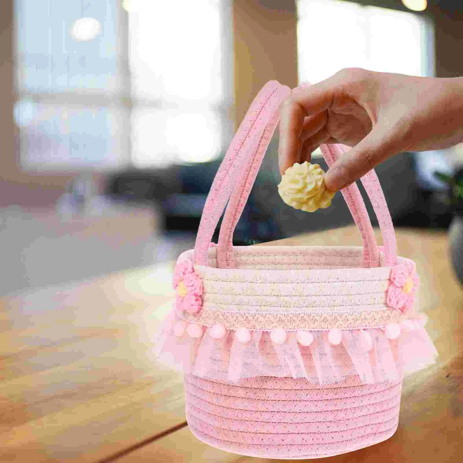 

Hamper Small Baskets Favors Dried Flower Rustic Fruit Woven Storage Holder Cotton Rope Party Girl