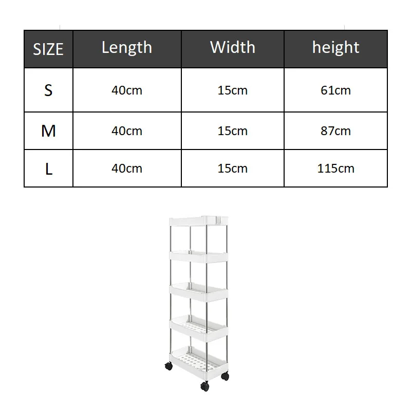 Utility Cart Storage Shelf 1pcs Rolling Movable Gap Storage Rack Kitchen Bathroom Slim Slide Organizer Shelf Livingroom
