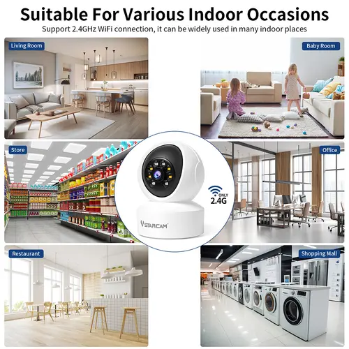 Vstarcam Indoor Security Camera for Home 360° Coverage Color Night Vision 2-Way Audio Motion Detection Customize Zone - Image 5