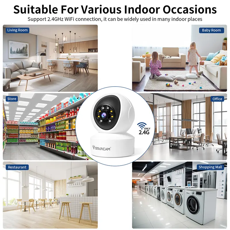 Vstarcam Indoor Security Camera for Home 360° Coverage Color Night Vision 2-Way Audio Motion Detection Customize Zone - Image 5
