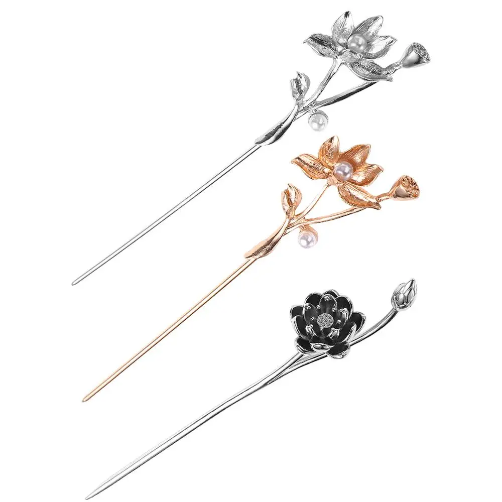 

Antique Lotus Flower Ancient Headwear Cheongsam Chinese Style Headwear Hanfu Hair Sticks Ancient Style Hairpin Metal Hairpin