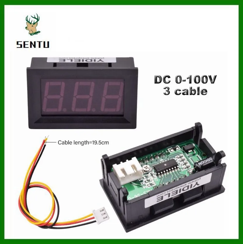 Digital Voltmeter 0-100V 0.56 Inch 3 Wires DC LED Voltage Ammeter Panel Tester Meter For Motorcycle Car