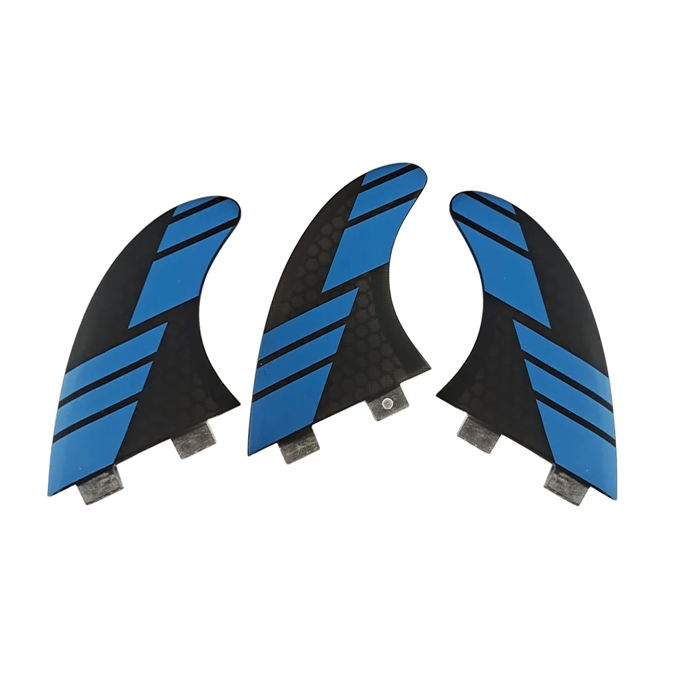 New Style Double Tabs Fins M Fibreglass Honeycomb Blue with Black Color Surfboards Fin 3 pieces per set UPSURF Fin