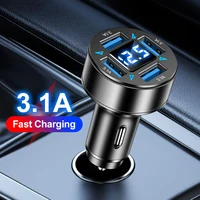 66W Power Adapter 4-Port Blue Light Fast Car Charger USB PD Quick Charge Adapter QC 3.0 LED Digital Display for Huawei Xiaomi - Image 3