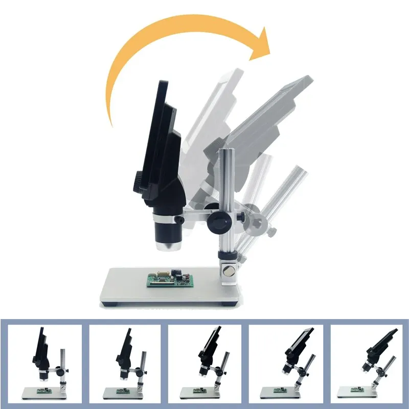 Microscopio digitale 1200X microscopi Video elettronici da 12mp supporto in metallo con lente d'ingrandimento per riparazione telefono con saldatura LCD HD da 7 pollici