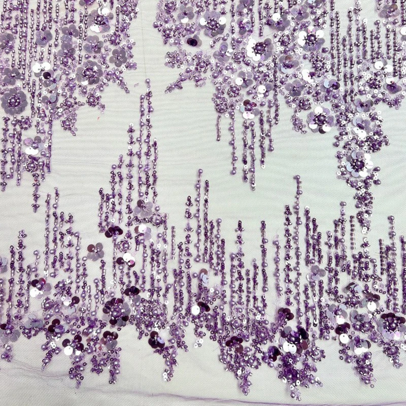 90x125cm Perlen-Pailletten-Spitzenstoff, besticktes Mesh-Tüll zum Nähen von Hochzeits- und Partykleidern, hochwertiger afrikanischer Spitzenstoff – Detail 8