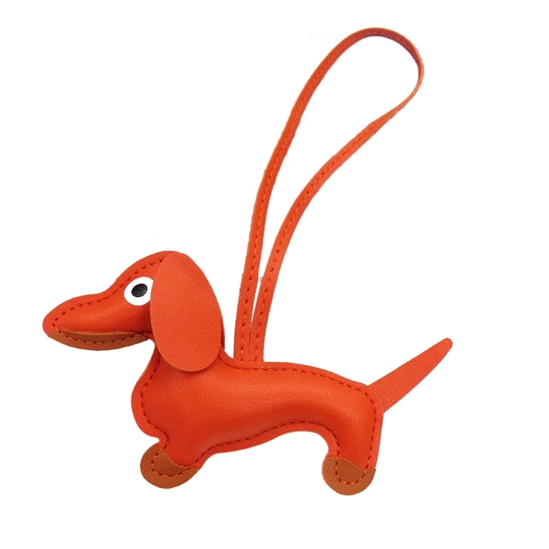 Portachiavi con ciondolo in pelle a forma di cane