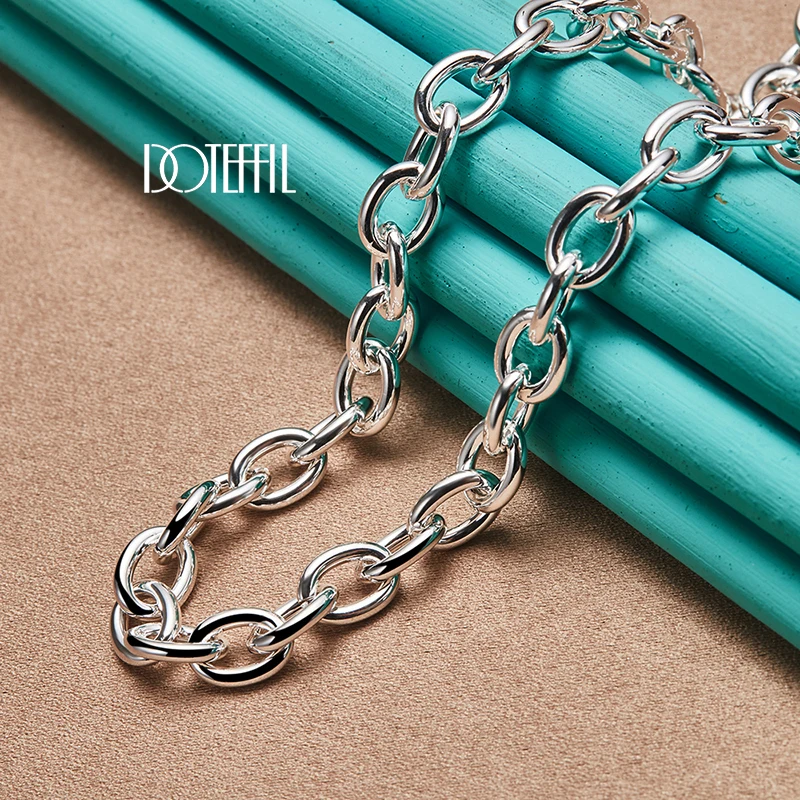 DOTEFFIL  18 인치 체인 타원형 라운드 펜던트 목걸이 여성을위한 결혼 약혼 패션 쥬얼리
