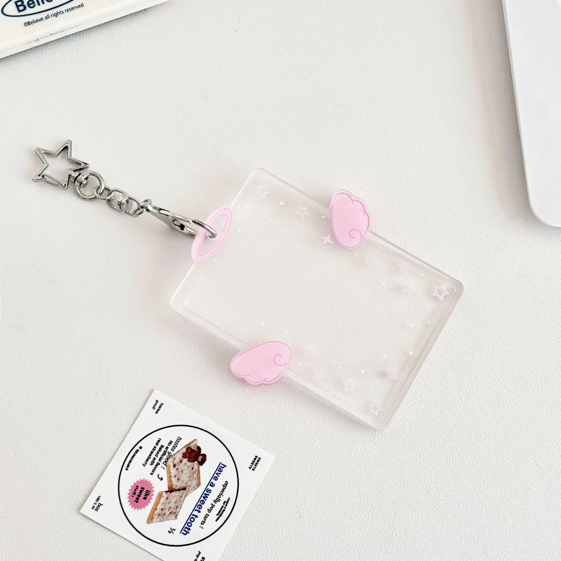 INS Style Kawaii Angel Wings Mini Photo Card Holder Acrylic Hard Card Folder Angel Mini Goo-Card ID Card Card Film Card Holder 5