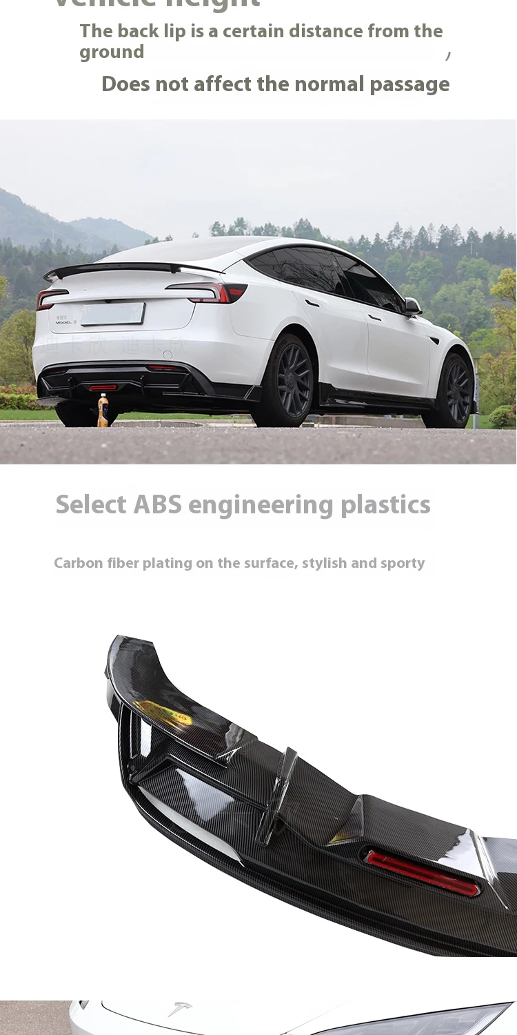 For Tesla 2024 Model3 highland Body Kit Carbon fiber pattern Rear Diffuser Spoiler Front Bumper Lip Side Skirt Car Accessories