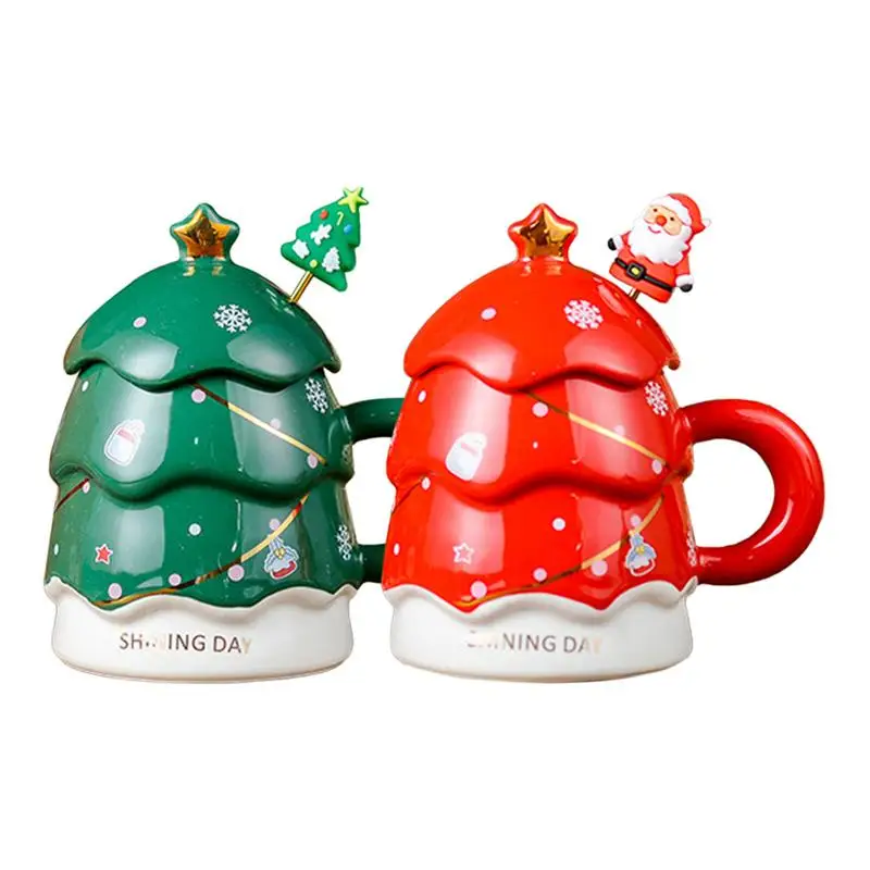 

Christmas Tree Mug Creative Transparent Glass Tumblers with Santa's Teaspoon Stirring Rod For Tea Milk Coffee kitchen Decoration