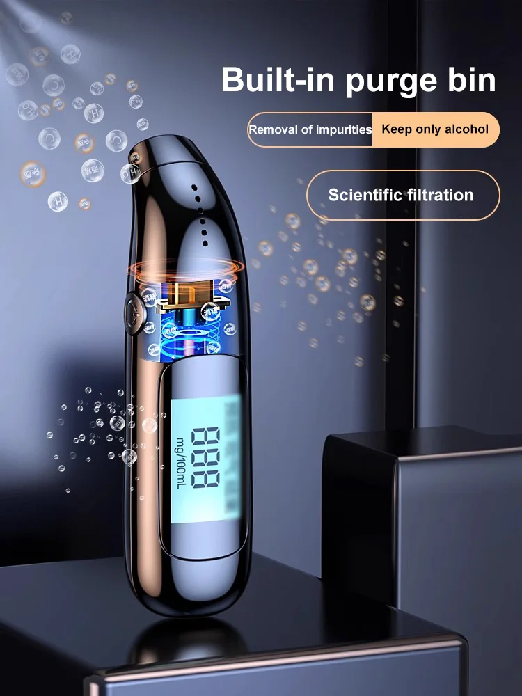 Rechargeable Alcohol Tester High Precision Breathalyzer Alcometer Non-contact Professional Car Portable Alcohol Detector