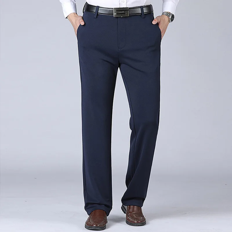 Men's Business Pants Big Size 52 Elastic Waist Straight Suit Pants Formal Work Long Pants Large Size Loose Casual Trousers 3
