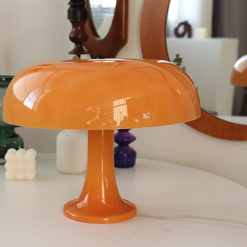 Oneindigheid Agressief sympathie Retro Glas Oranje Bureaulamp Sfeer Lamp Koreaanse Ins Lamp Slaapkamer  Nachtkastje Thuis Blijven Paddestoel Lamp Turkse Lamp Vlees Licht| | -  AliExpress