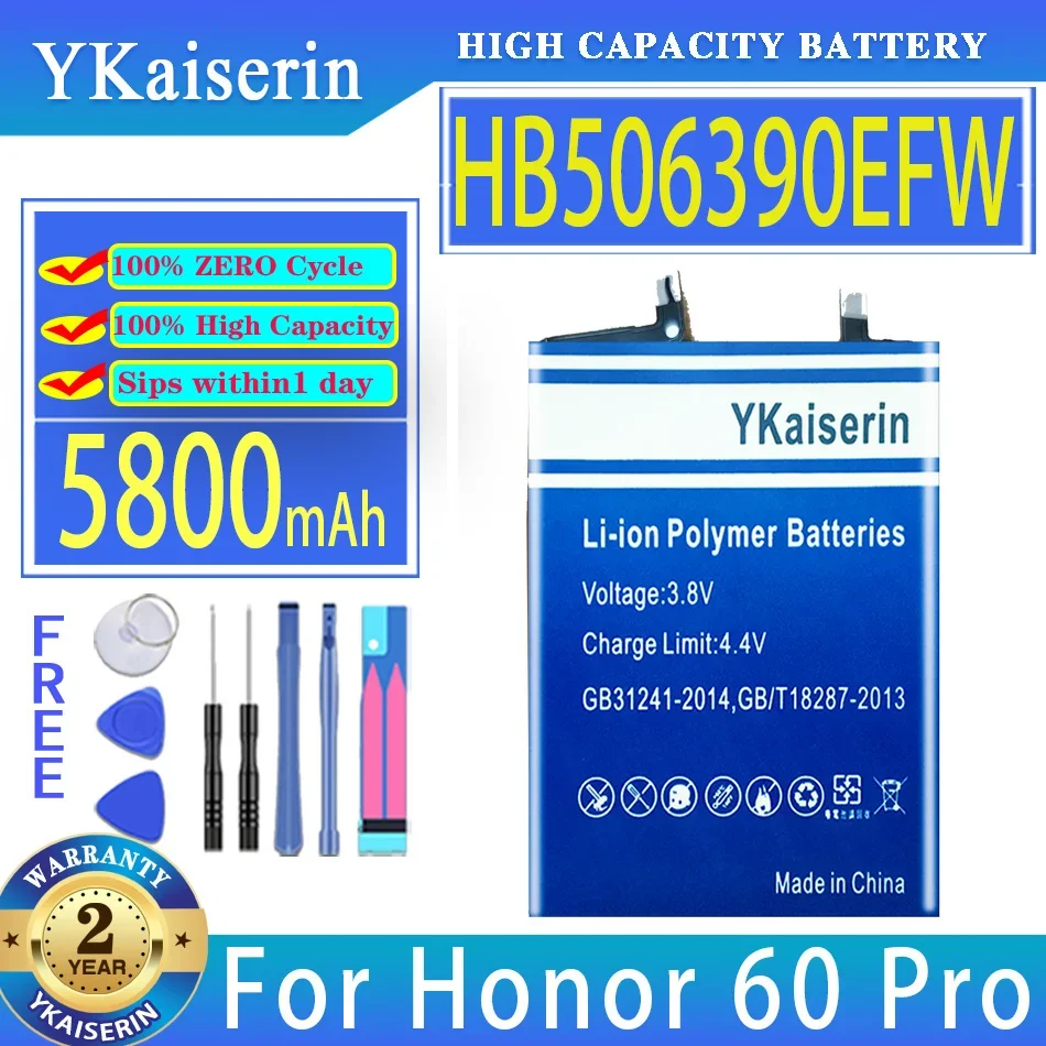 

YKaiserin 5800mAh Replacement Battery HB506390EFW For huawei Honor60 Pro For Honor 60 Pro Mobile Phone Batteries