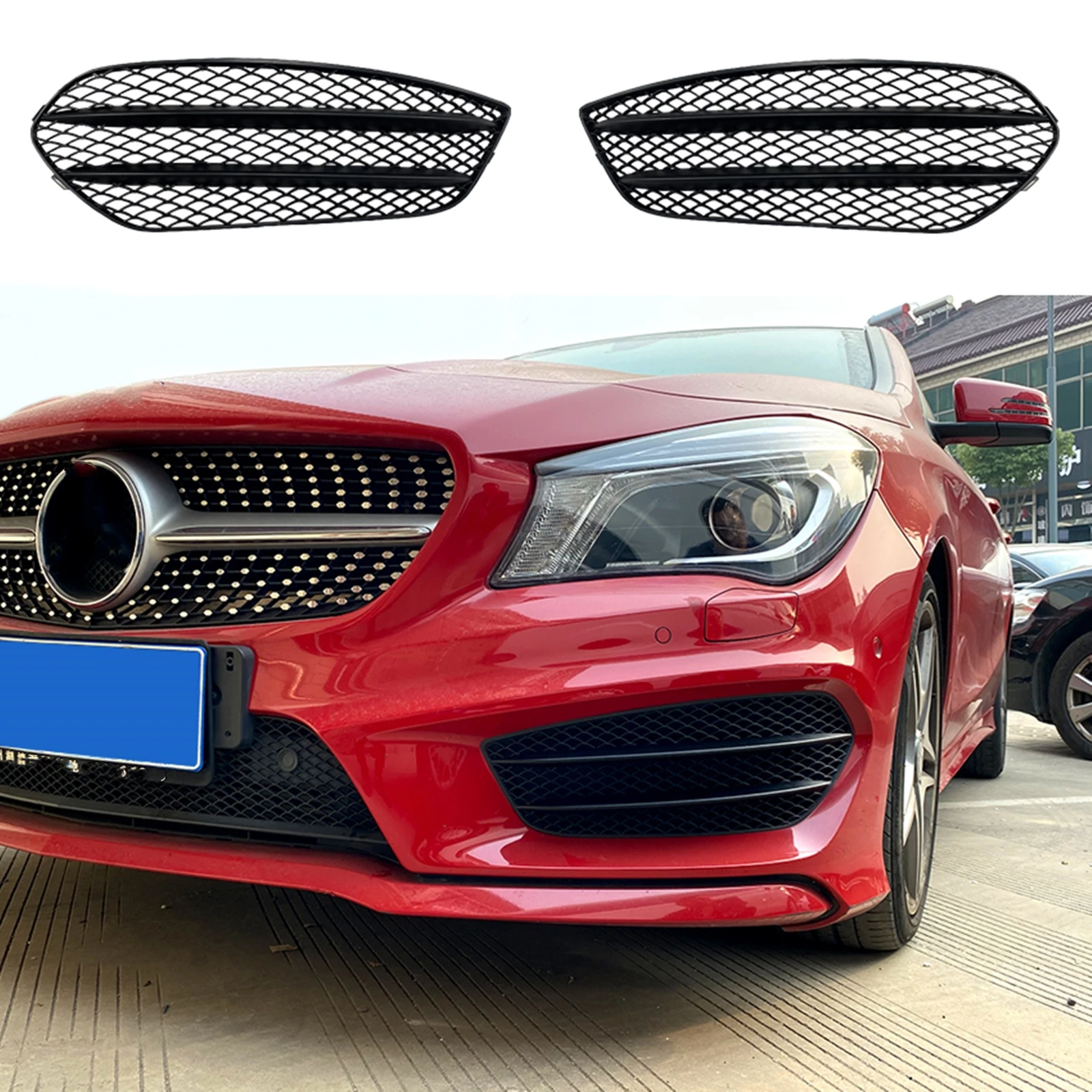 

For Mercedes Benz CLA W117 C117 CLA200/220 CLA45 2013-2015 AMG Front Bumper Fog Lamp Trim Cover Side Air Vent Intake Frame Grill
