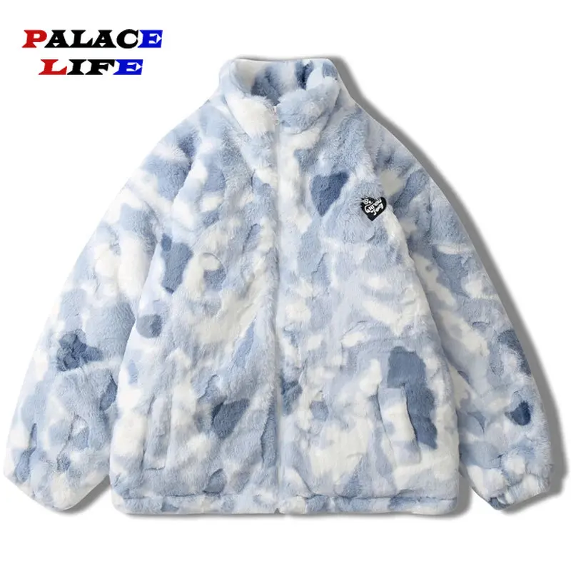 

Парка мужская зимняя из искусственного меха, пушистая утепленная куртка с наполнителем, пушистая уличная одежда, модное повседневное пальто в стиле хип-хоп, Харадзюку