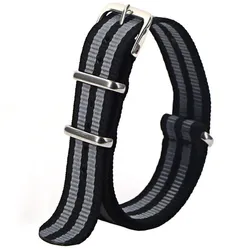 Universal Sport Waterproof Nylon Fabric Watch Strap - Adjustable and Durable Band for Men and Women with Installation Tool (Black grey bgb)