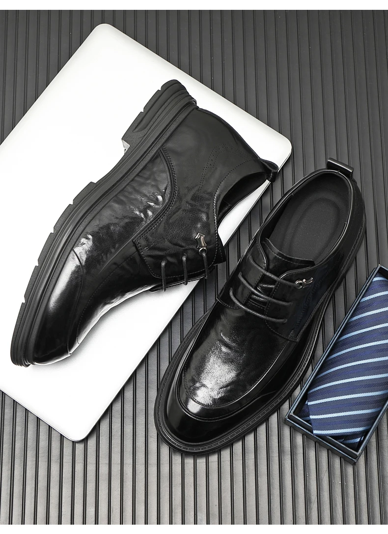 Neue Mann 6/8CM Plattform Kuh Leder Höhe Erhöhen Männer Schuhe Büro Business Hochzeit Kleid Aufzug Schuhe mann Lift Anzug Schuhe – Detail 12