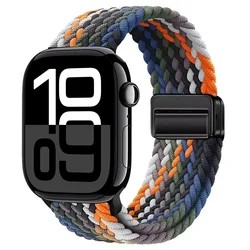 Nylon Braided Adjustable Strap for Apple Watch - Durable and Stylish Watch Band Accessory (Cowboy color)