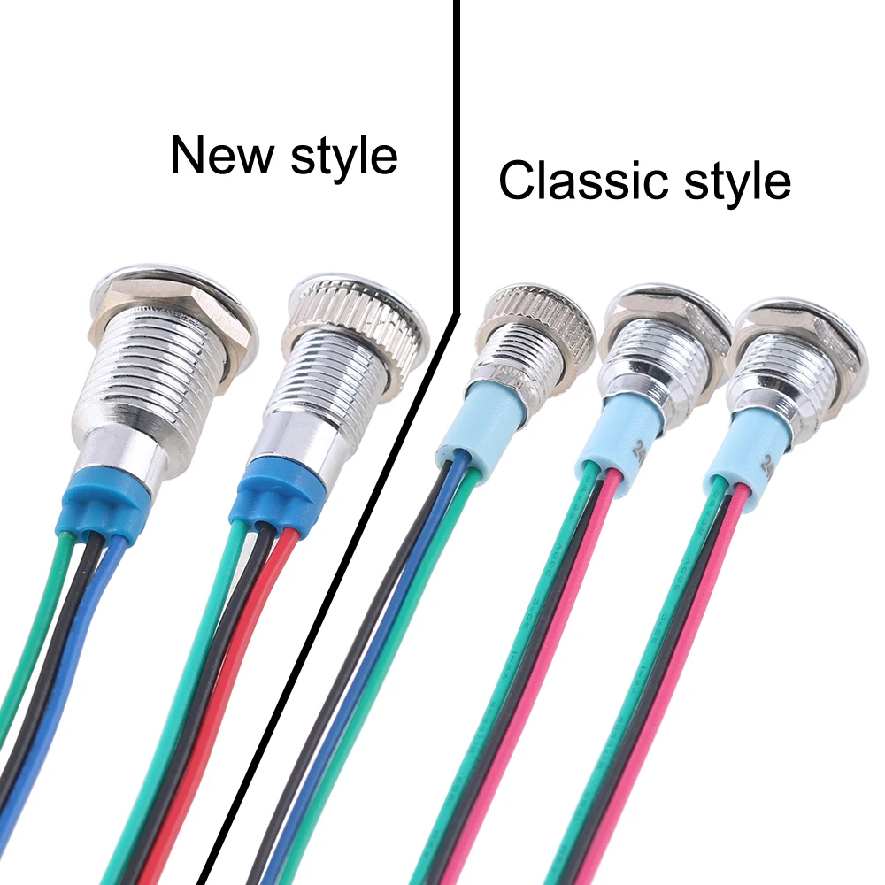 LED Metal Indicator Light 8mm Waterproof Signal Lamp Dot With Wire Red Yellow Blue Green Two-color Indicator DC 24