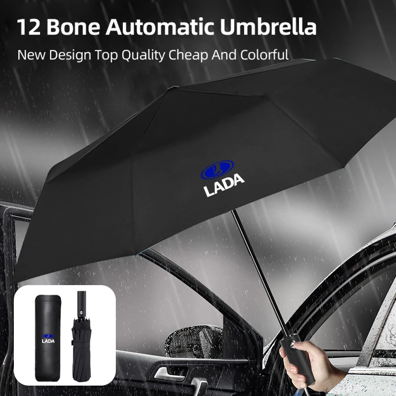 12 Bone Car Folding Umbrella Automatic Sunshade Accessories For Lada Vesta Niva Samara Kalina Largus Priora Xray Granta