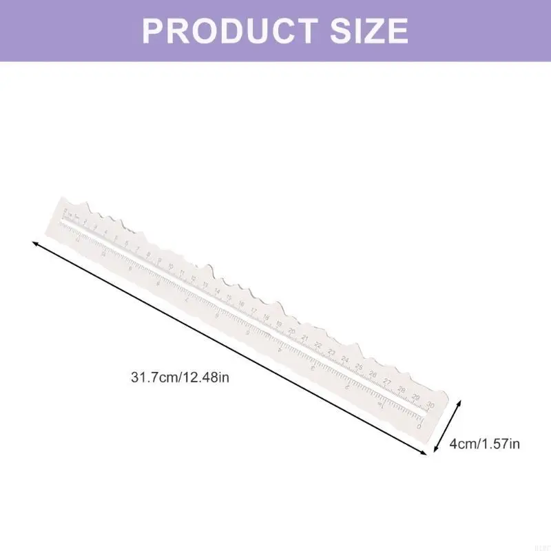 톱니 모양의 가장자리가있는 종이 찢어짐 눈금자 12 인치 측정 눈금자 Deckle 가장자리 눈금자 엠보싱 카드 제작 커팅 다이