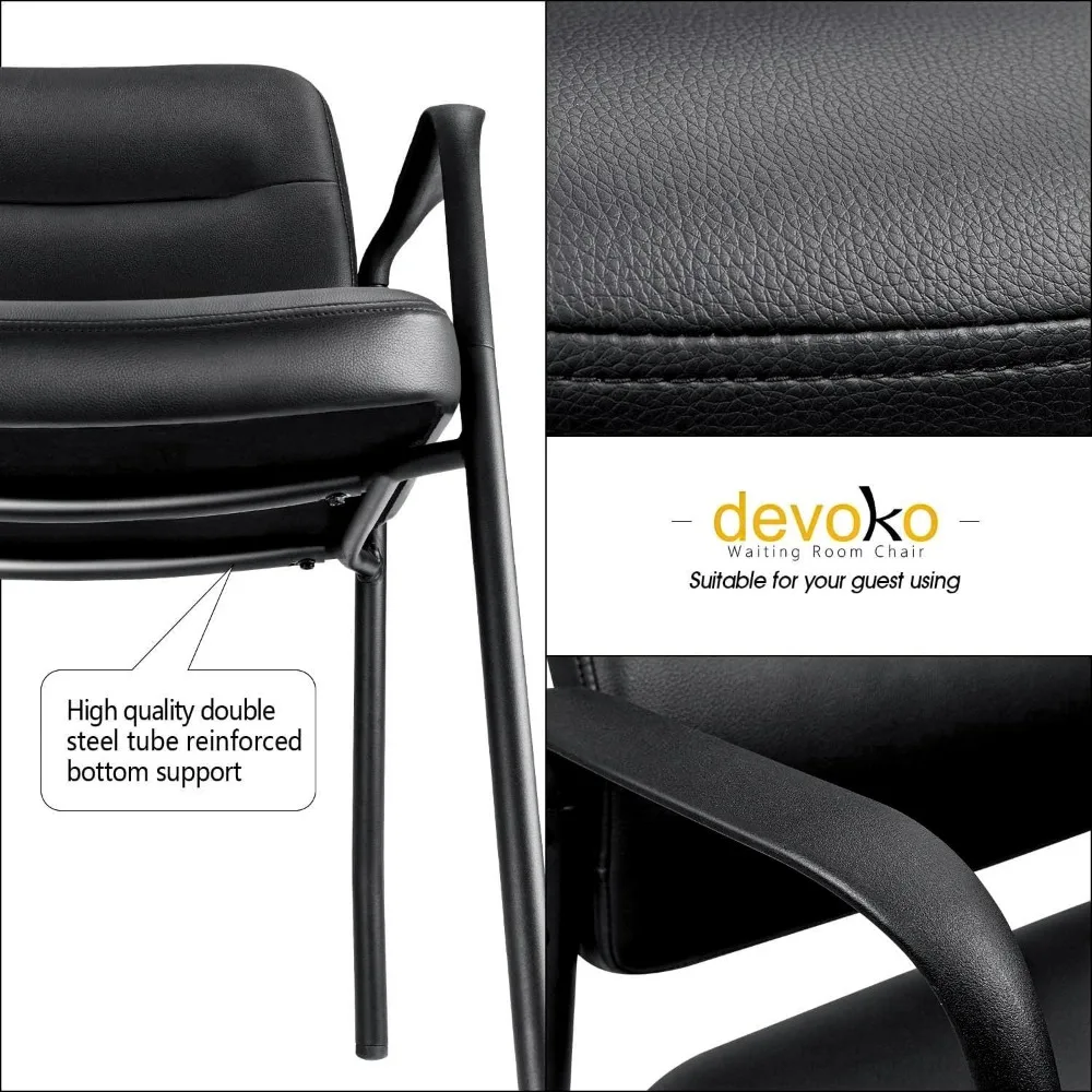 Waiting Room Office Reception Chairs Executive Leather Guest Chairs with Armrest Ergonomic Upholstered Lumbar Support Sid Chairs 6