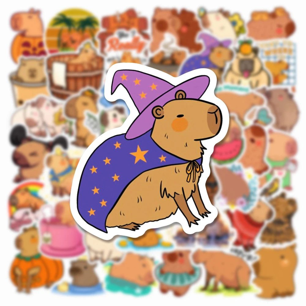 10/30/50pcs Kawaii Plump Capybara Cartoon  Brown Animals Stickers Decals Laptop Suitcase Notebook Phone Decoration Cute Sticker