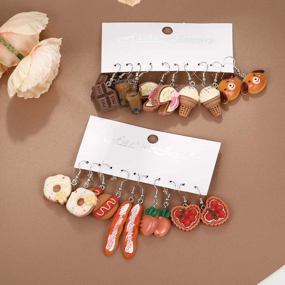 20 Pcs Cartoon Animal INS Earring Set For Women Simple Colorful Temperament Lovely Resin Fruit Drop Earring Trendy Jewelry Gifts