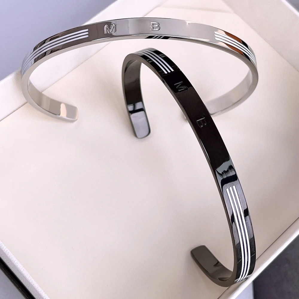 PJS 2 Colors MB Snap Bracelet Starwalker Series Enamel White Round Luxury 316 Stainless Steel Smooth Trendy Classic With Box Set