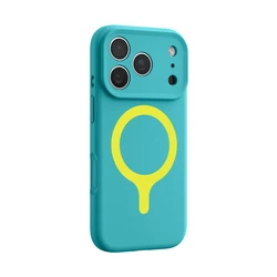 Magnetic Liquid Silicone Shockproof Phone Case with Magsafe Wireless Charging Compatibility - iPhone 16 (Mint Blue)