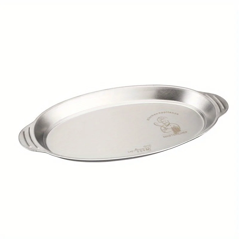 304 Stainless Steel Fish Plate Grilled Fish Plate Creative Barbecue Snack Type Dish Oval Steamed