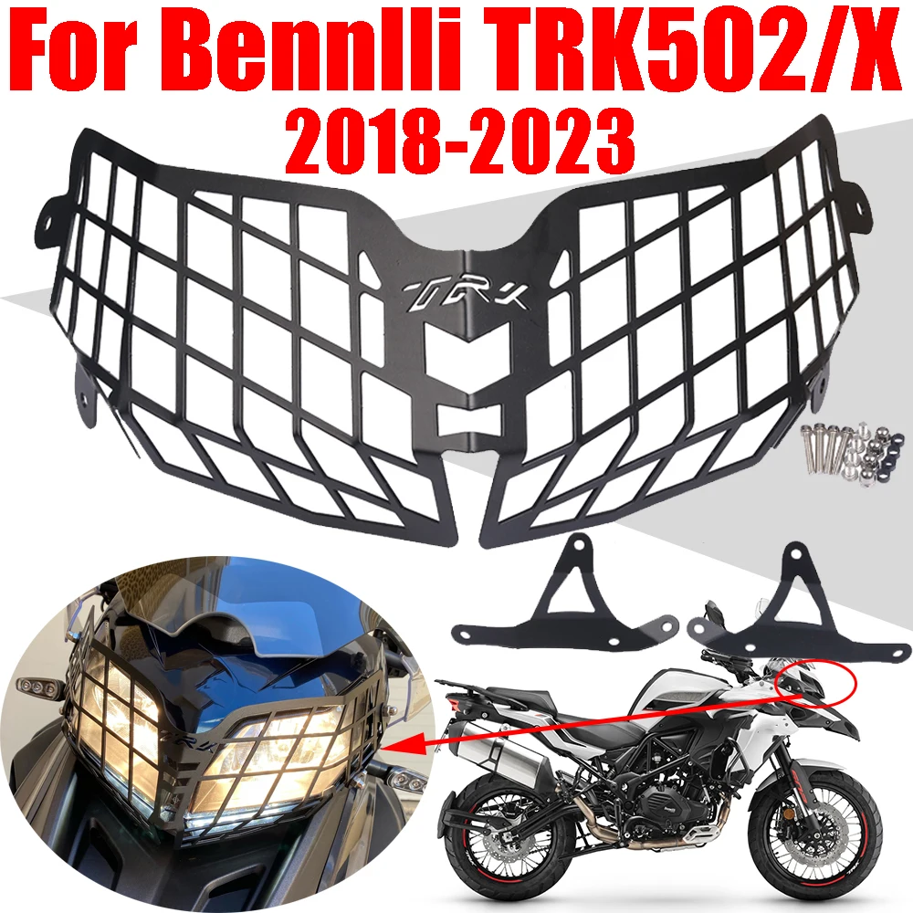 

For Benelli TRK502 TRK502X TRK 502 X 502X 2018-2023 2022 Accessories Headlight Guard Protector HeadLamp Cover Grille Protection