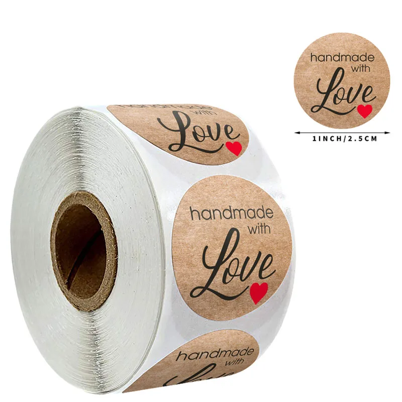50-500 Pcs 1inch Round Natural Kraft Thank You Sticker Seal Labes Hand Made With Love Sticker Paper Stationery Sticke self adhesive stickers stationery stickers adhesive stickers kraft paper stickers thank you stickers