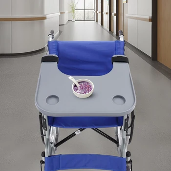 Wheelchair Tray Table W/Dual Cup Holders Restraint Function 50KG Load Detachable Wheelchair Lap Pannel