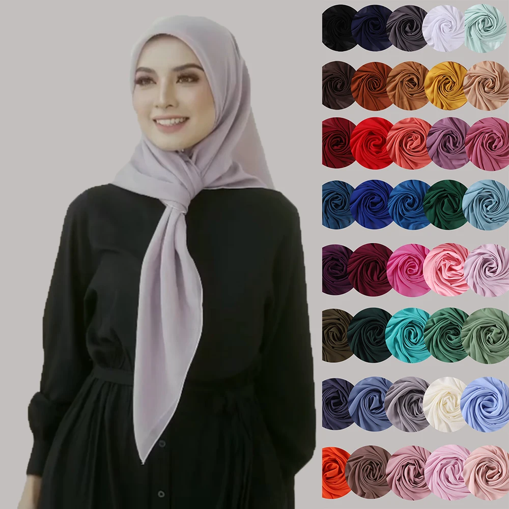 

premium heavy Chiffon hijab Square scarf Malaysian Women's scarves hijabs good stitching stitch plain high quality shawl shawls