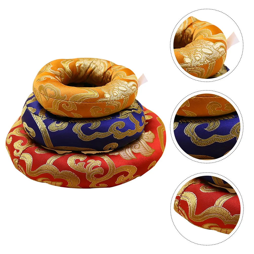 3 Pcs Buddha Sound Bowl Bottom Mat Fine Workmanship Singing Pad Therapy Tibetan Pillow Buddhism-inspired