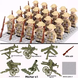 Deluxe WWII Military - Themed Building Block Set with Mini Figures and Accessories - Perfect Holiday Gift (British army)