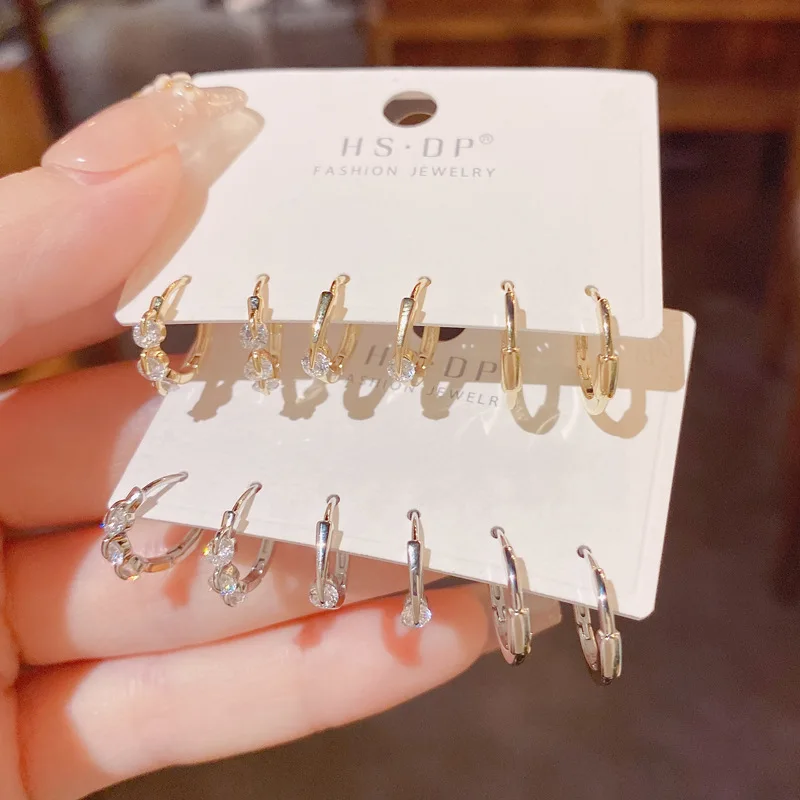 2023 New earrings Gold set earrings Women's earrings Fashionable and simple Three earring sets