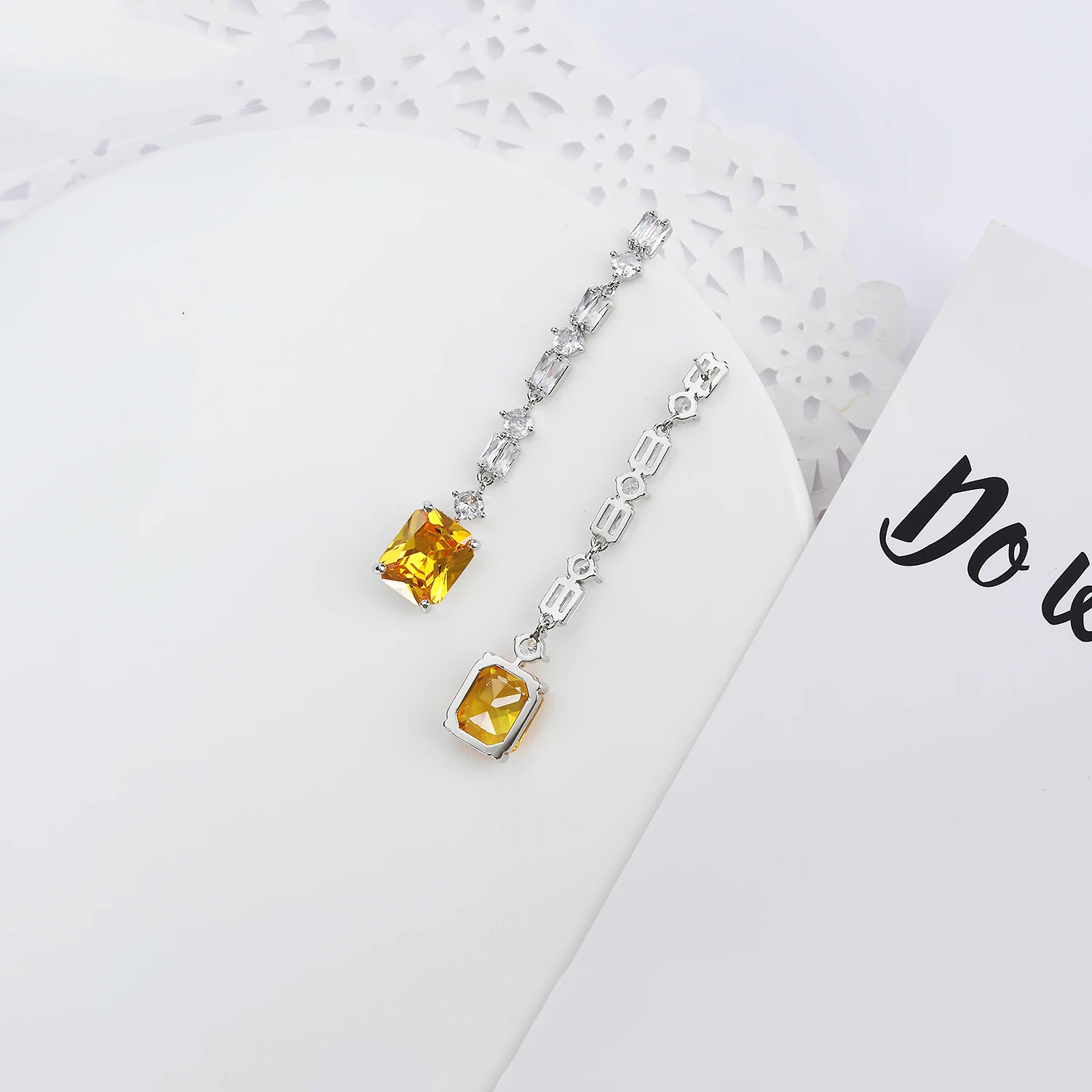 Long Drop Earrings for Wedding,Cubic Zircon Dangle Earring for Bride, Women Girl Gift Jewelry Accessories CE11676