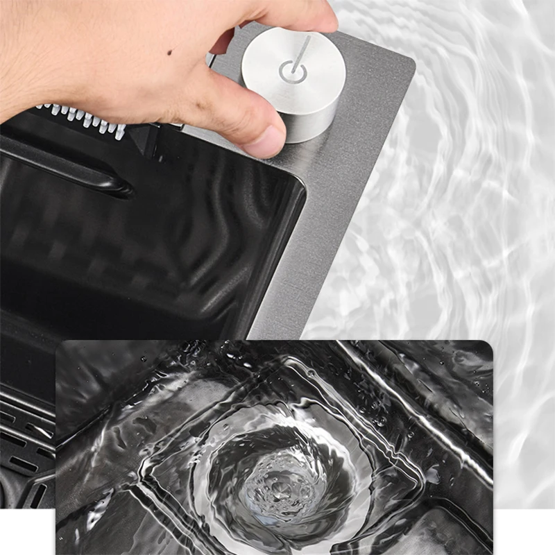 Kitchen Accessories Kitchen Sink Kitchen Sink Faucet Set YCRAYS Digital Display Nano Kitchen Sink Large Single Bowl SUS304 Waterfall Faucet Cup Washer Purified Tap Soap Dispenser